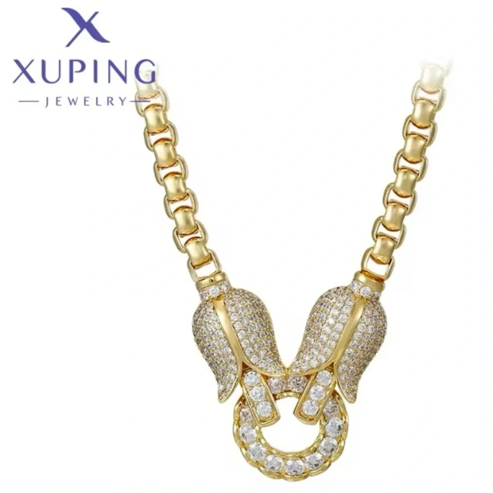 New Necklace 18k yellow gold filled | tulip cubic zirconia 18”. With box - Picture 6 of 9